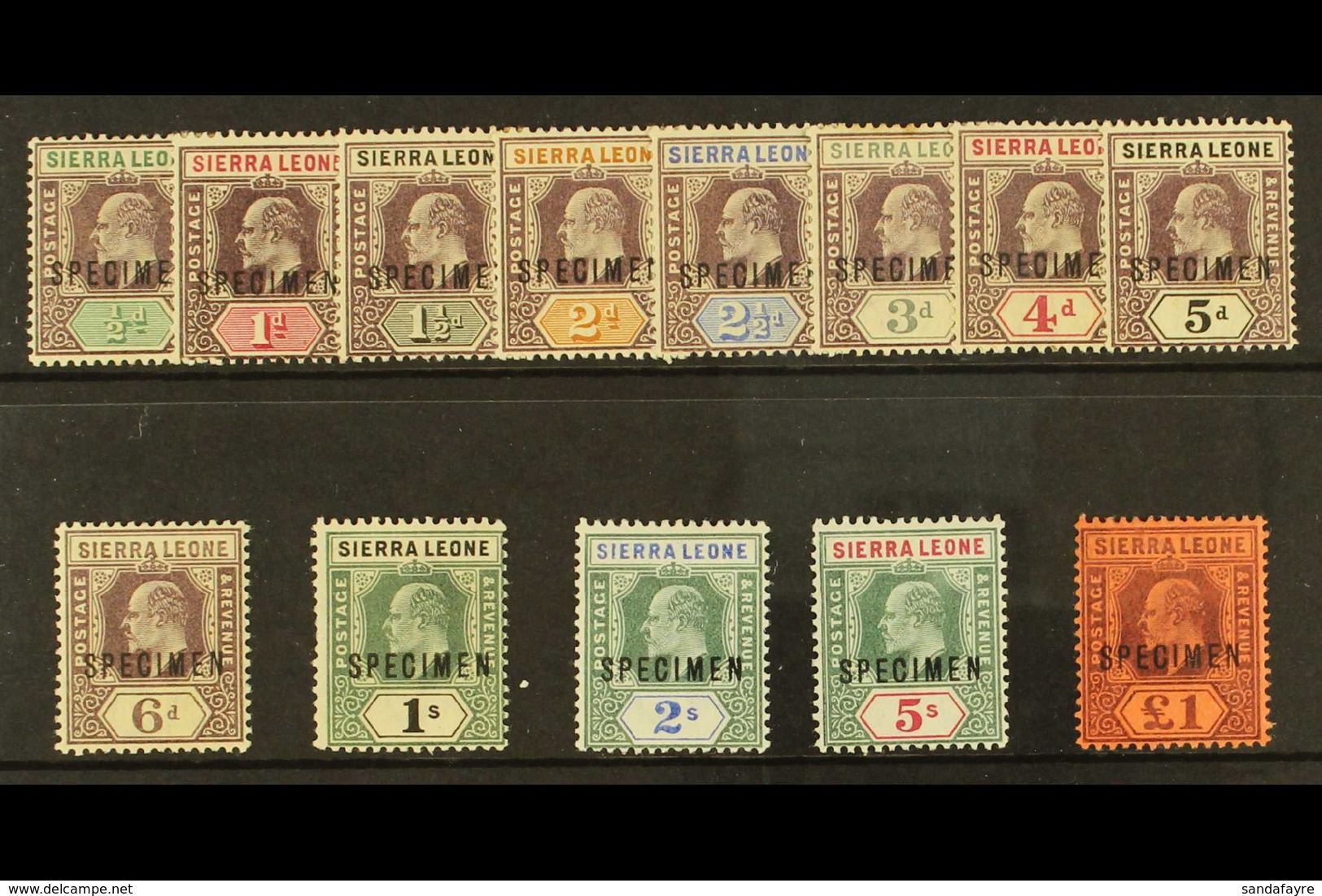 1903 Ed VII Set, Wmk CA, Overprinted "Specimen", SG 73s/85s, Very Fine Mint. (13 Stamps) For More Images, Please Visit H - Sierra Leone (...-1960)