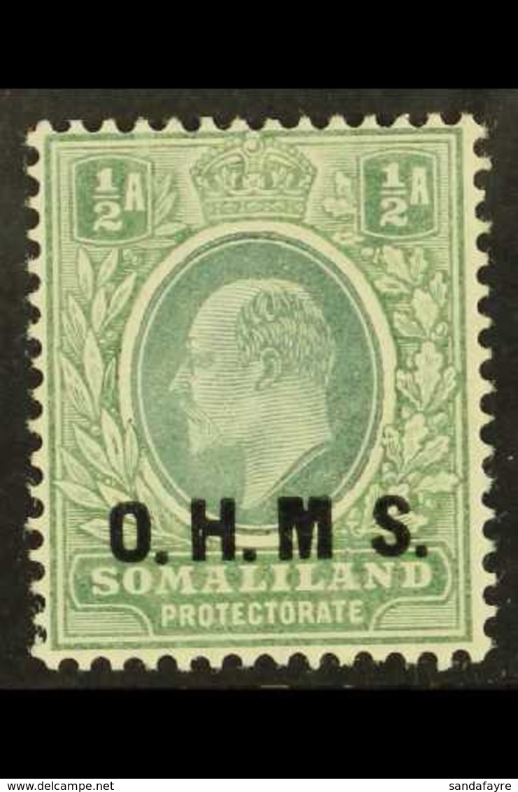 OFFICIAL 1904 ½a Dull Green And Green With NO STOP AFTER "M" Variety, SG O10a, Very Fine Lightly Hinged Mint. Sismondo C - Somaliland (Protectorat ...-1959)