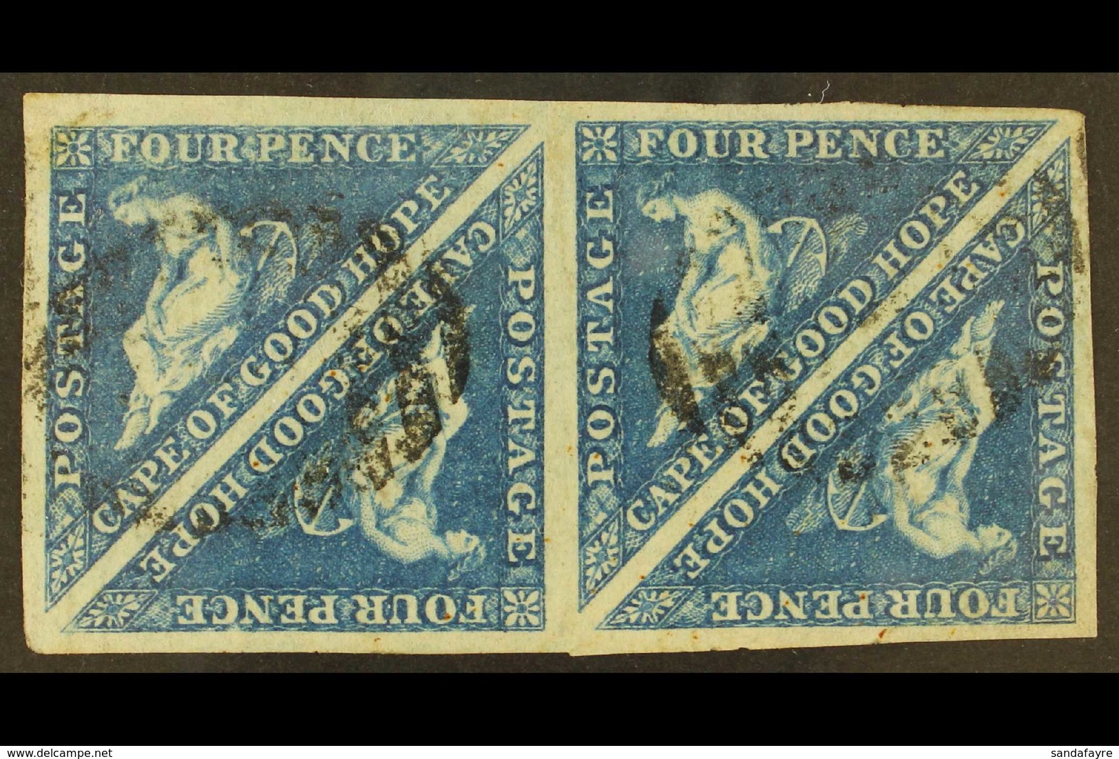 CAPE OF GOOD HOPE 4d Blue On Slightly Blued Paper, SG 4a, Very Fine Used Block Of 4. Right Hand Pair With Light Vertical - Non Classés