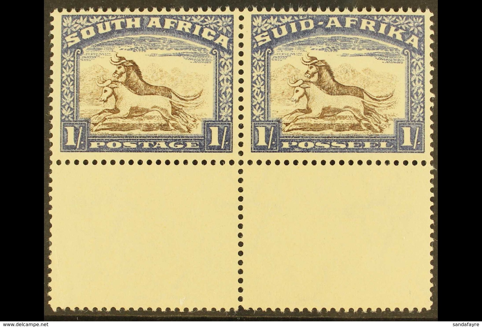 1933-48 1s Brown & Chalky Blue, Lower Margin Example, SG 62, Never Hinged Mint. For More Images, Please Visit Http://www - Ohne Zuordnung