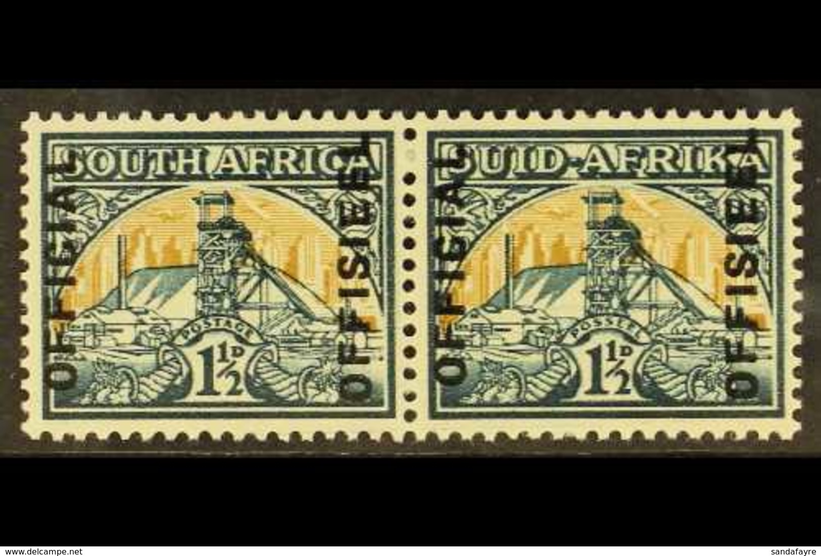 OFFICIAL 1937-44 1½d Blue-green & Yellow-buff, Ovpt Reading Upwards, SG O34, Never Hinged Mint. For More Images, Please  - Ohne Zuordnung