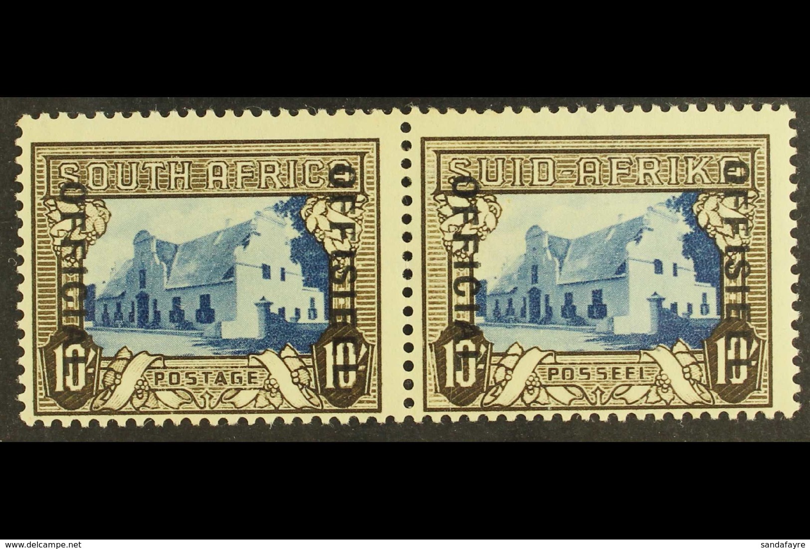 OFFICIAL 1940 10s Blue And Sepia, Overprint Reading Downwards With "OFFICIAL" At Left, SG O29, Fine Mint Pair. For More  - Unclassified