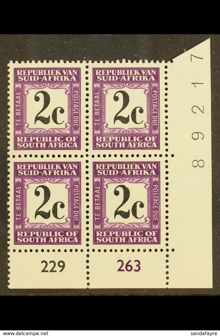 POSTAGE DUE 1971 2c Black & Deep Reddish Violet, Perf.14, Cylinder Block Of 4, SG D71, Never Hinged Mint. For More Image - Zonder Classificatie