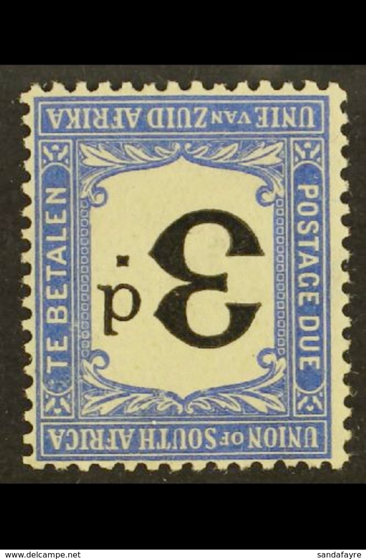 POSTAGE DUES 1914-22 3d Black & Bright Blue, WATERMARK INVERTED, SG D4w, Never Hinged Mint. For More Images, Please Visi - Unclassified