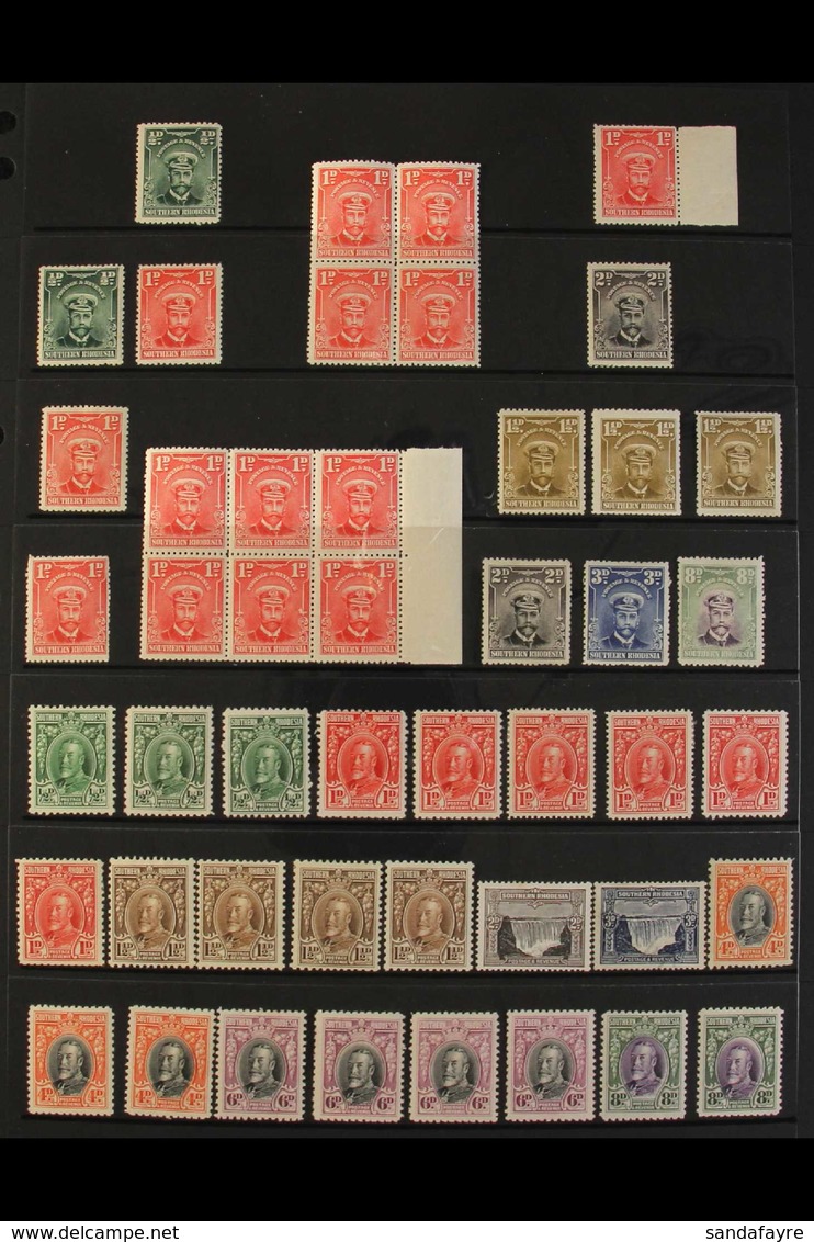 1924-36 MINT KGV ACCUMULATION Presented On Stock Pages & We See A 1924-29 "Admiral" Range To 8d That Includes 1d Blocks  - Southern Rhodesia (...-1964)