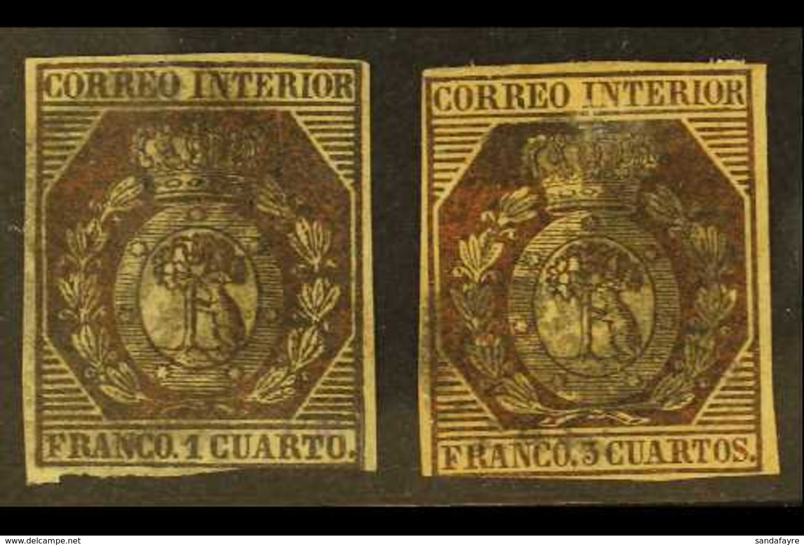 1853 Madrid Local 1c & 3c Bronze Issue Complete, SG 30/31 (Edifil 22/23, €10,700), Lightly Used Each With Margins Just T - Andere & Zonder Classificatie