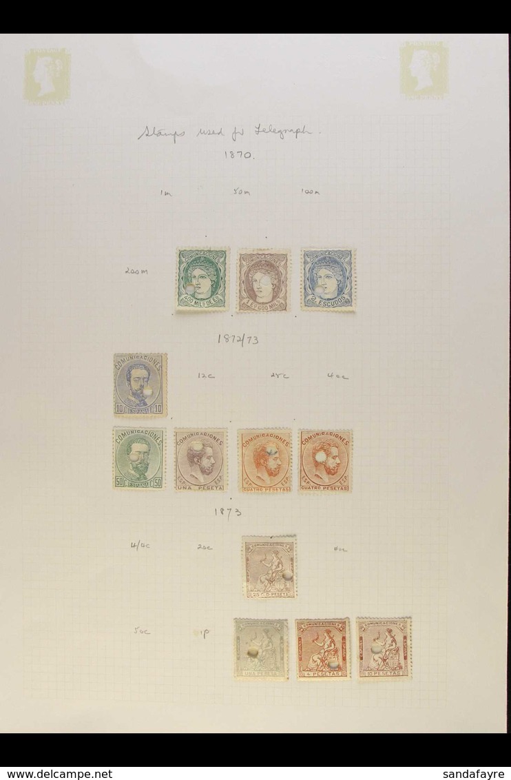 TELEGRAPH PUNCH STAMPS 1870 - 1899 Fine Chiefly Unused Collection Of "Taladros" With 1870 Vals To 2e, 1872 To 4p, 1873 T - Andere & Zonder Classificatie