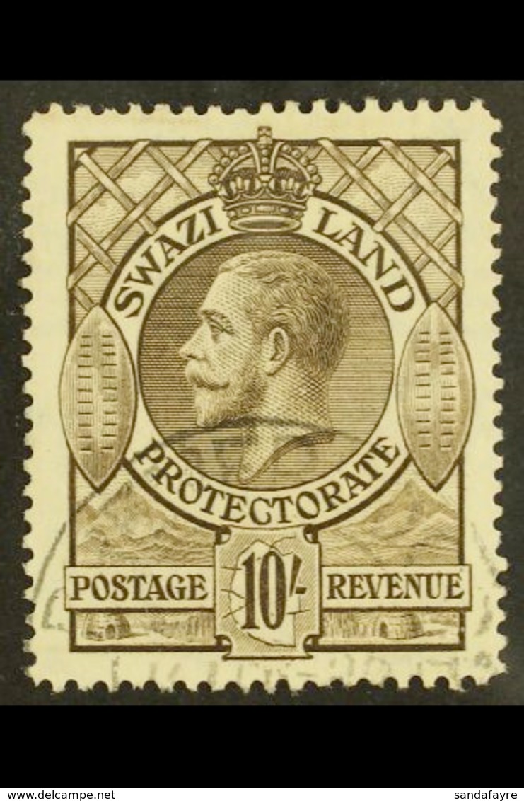 1933 KGV 10s Sepia, SG 20, Very Fine Used. For More Images, Please Visit Http://www.sandafayre.com/itemdetails.aspx?s=57 - Swasiland (...-1967)
