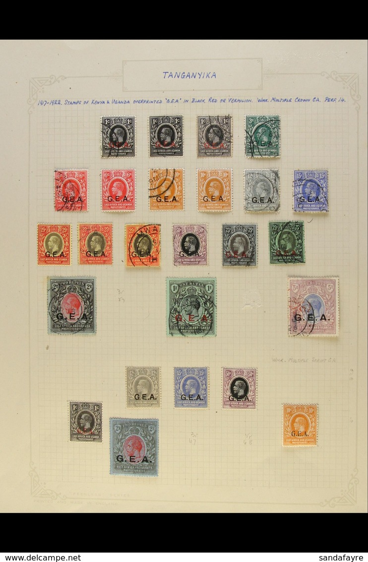 1916-31 OLD TIME COLLECTION Ranges On Old Pages With N.F. 1d, 3d And 4d Mint, ½d Used, G.E.A. 1917-21 Incl. 75c Emerald  - Tanganyika (...-1932)