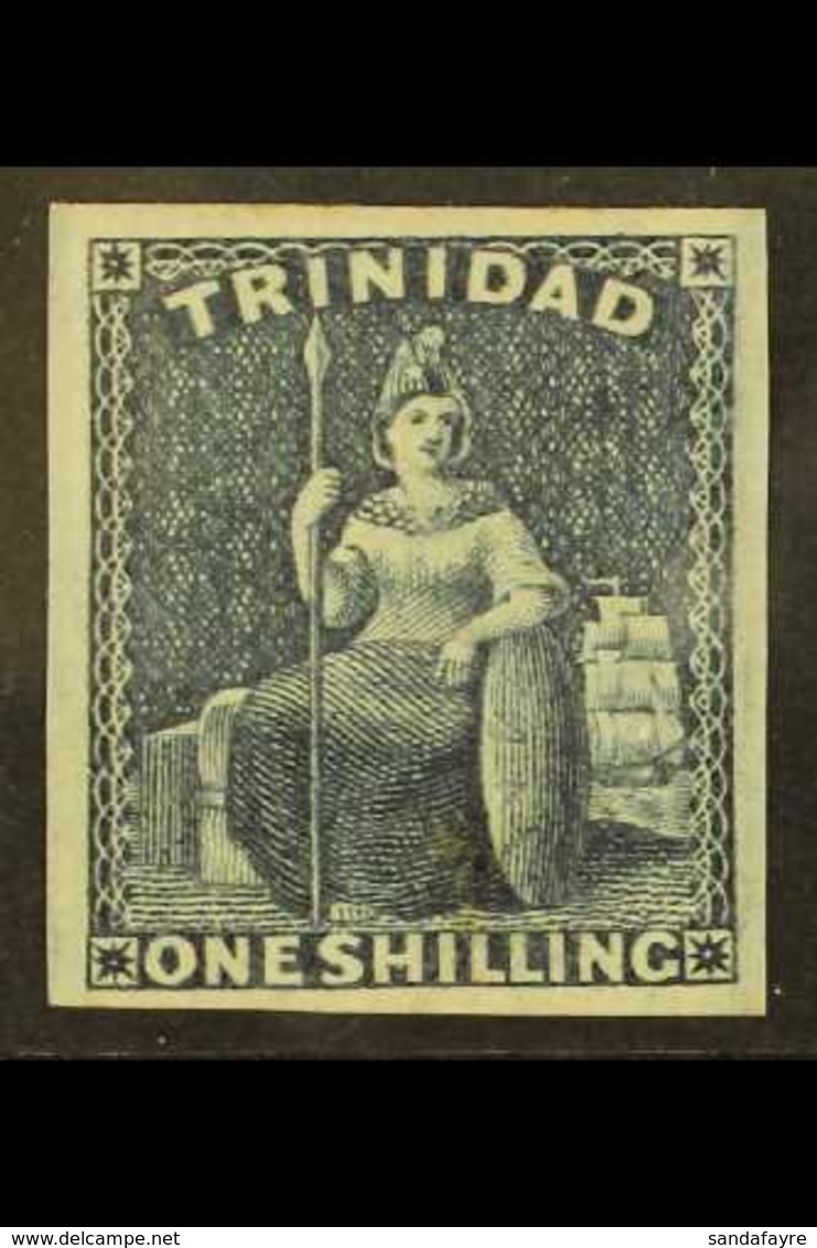 1859 1s Indigo Britannia, SG 29, Fine Mint With Four Large Margins And Large Part Gum. For More Images, Please Visit Htt - Trinidad & Tobago (...-1961)