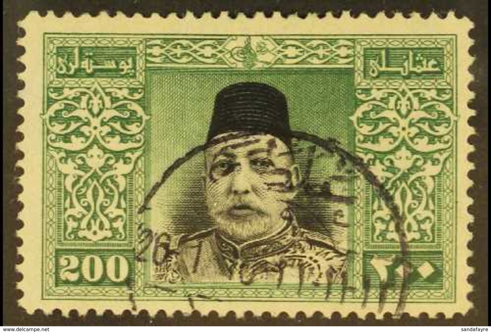 1914 200pi Black & Green Sultan (Michel 245, SG 515), Very Fine Cds Used, Fresh. For More Images, Please Visit Http://ww - Other & Unclassified