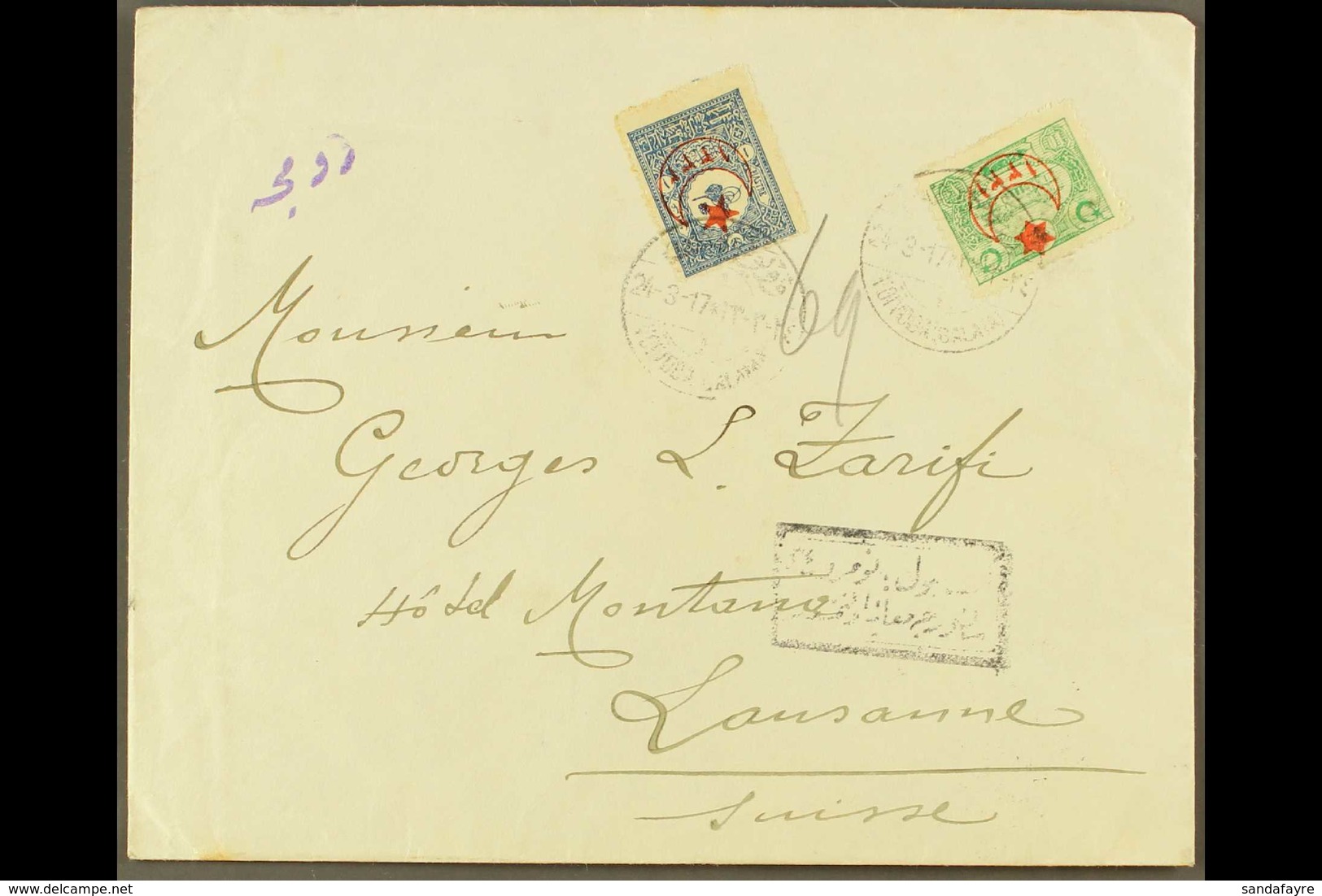 1917 An Interesting Group Of Covers Addressed To Switzerland, Bearing Various Star & Crescent (and On Ox Head) Overprint - Autres & Non Classés