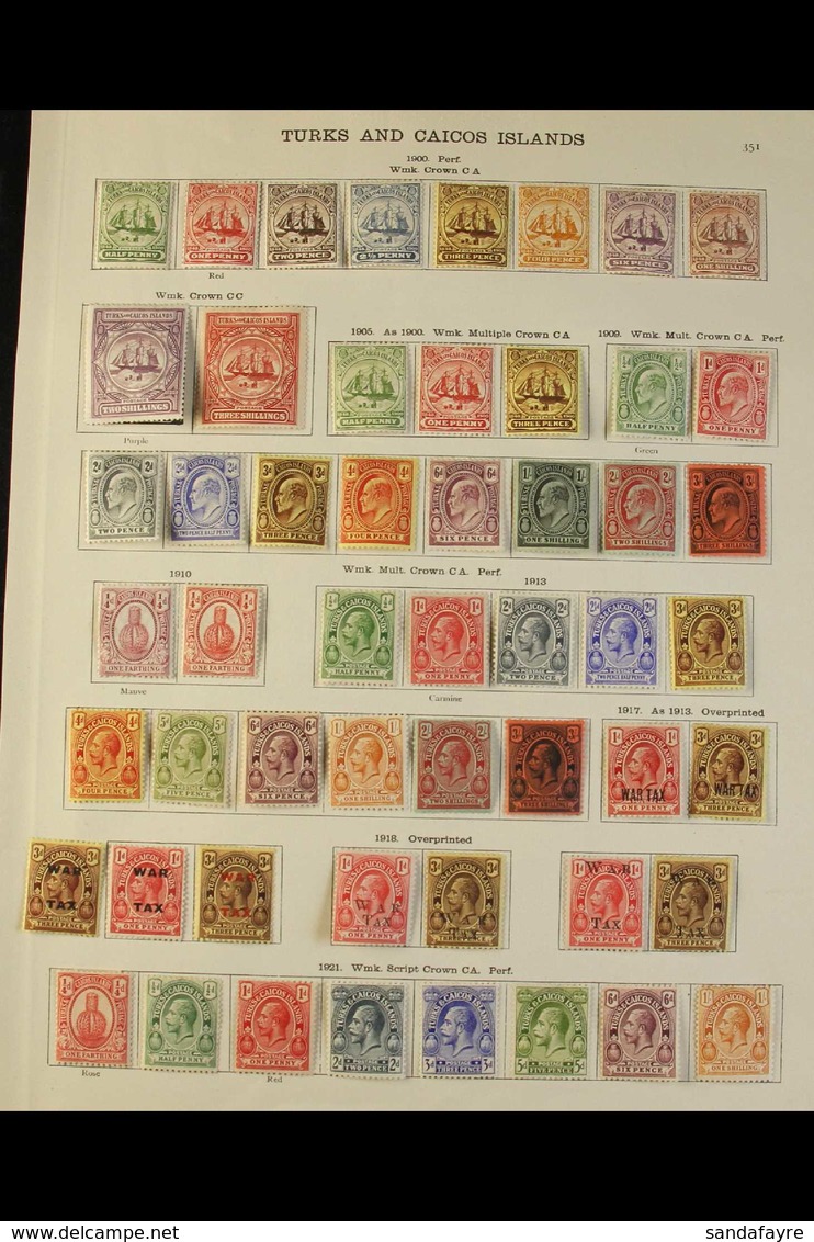 1900-1935 COMPLETE MINT COLLECTION. An Attractive & Complete "Basic" Collection Presented On A Double Sided Printed Page - Turks & Caicos (I. Turques Et Caïques)