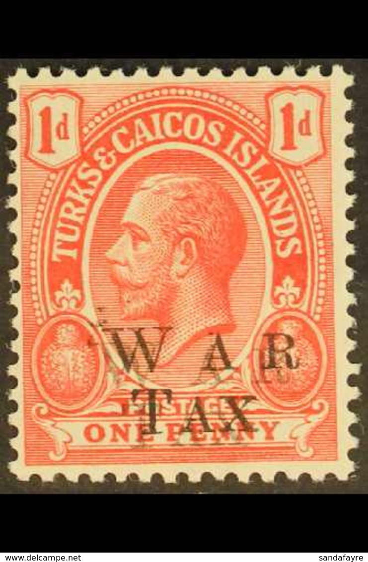 1919 1d Scarlet, SG Type 42 "WAR TAX" DOUBLE OVERPRINT, SG 150a, Very Fine Mint. For More Images, Please Visit Http://ww - Turks & Caicos