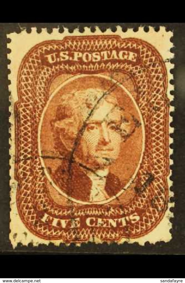 1857-61 5c Red-brown, Type I, Perf.15½, Scott 28, SG 29, Very Fine Used, Well Centred, Some Perf Faults. For More Images - Andere & Zonder Classificatie