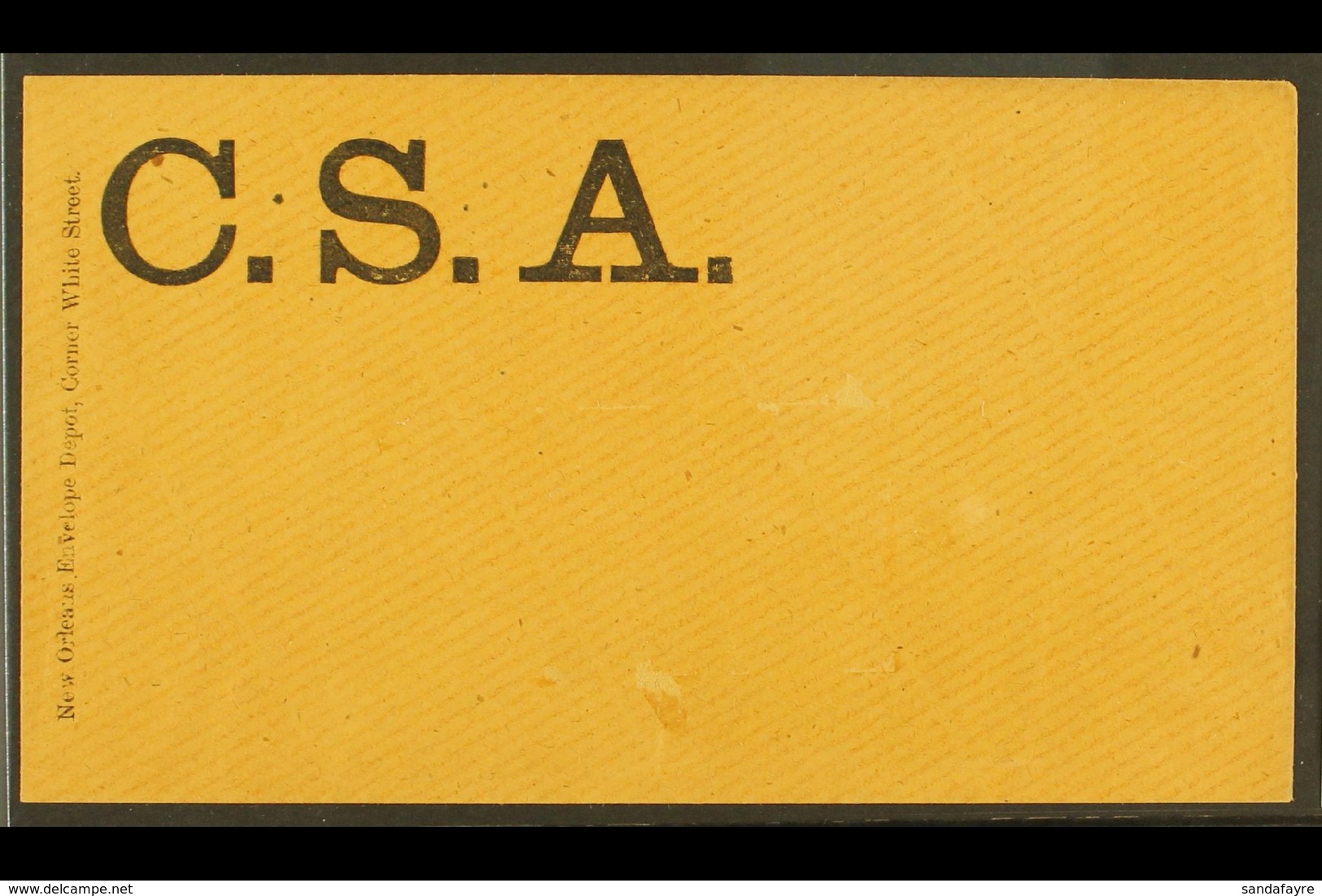 1861 PATRIOTIC COVER. Unused Envelope With Large Black "C.S.A" And Small Imprint "New Orleans, Envelope Depot, Corner Wh - Other & Unclassified