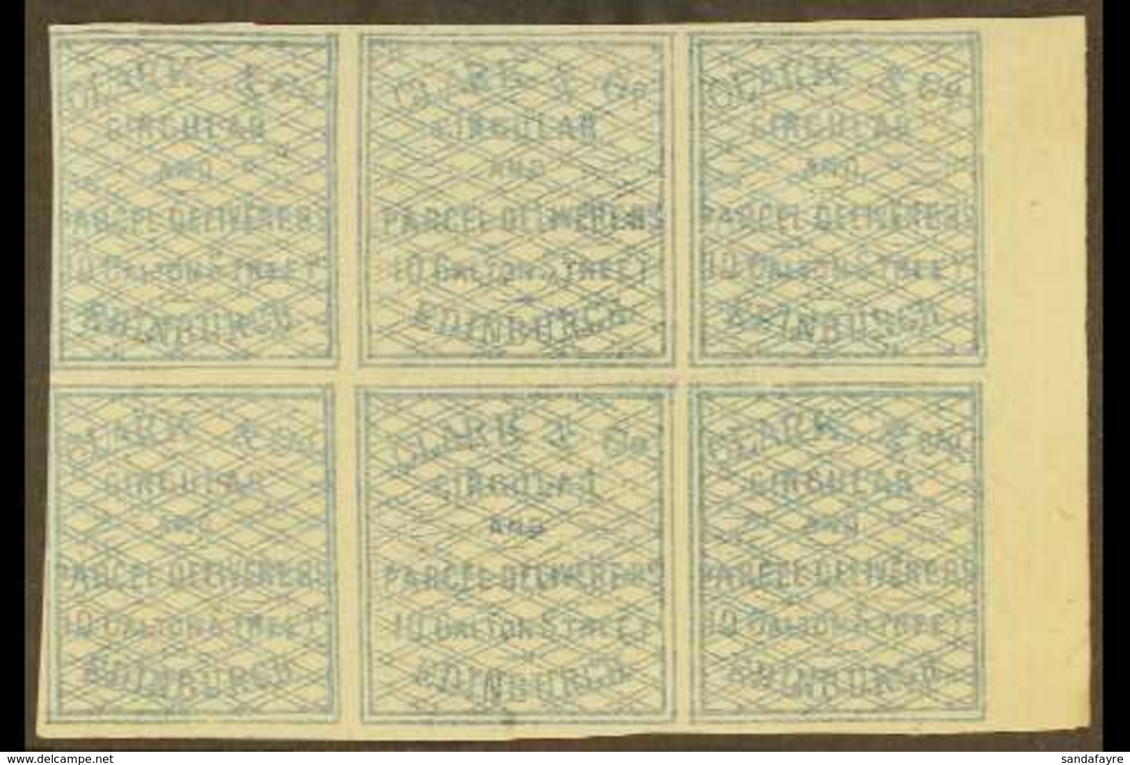 CIRCULAR DELIVERY COMPANIES CLARK & Co, EDINBURGH 1866 (¼d) Blue, SG Spec CD3, A Fine Never Hinged Mint Right Marginal B - Other & Unclassified