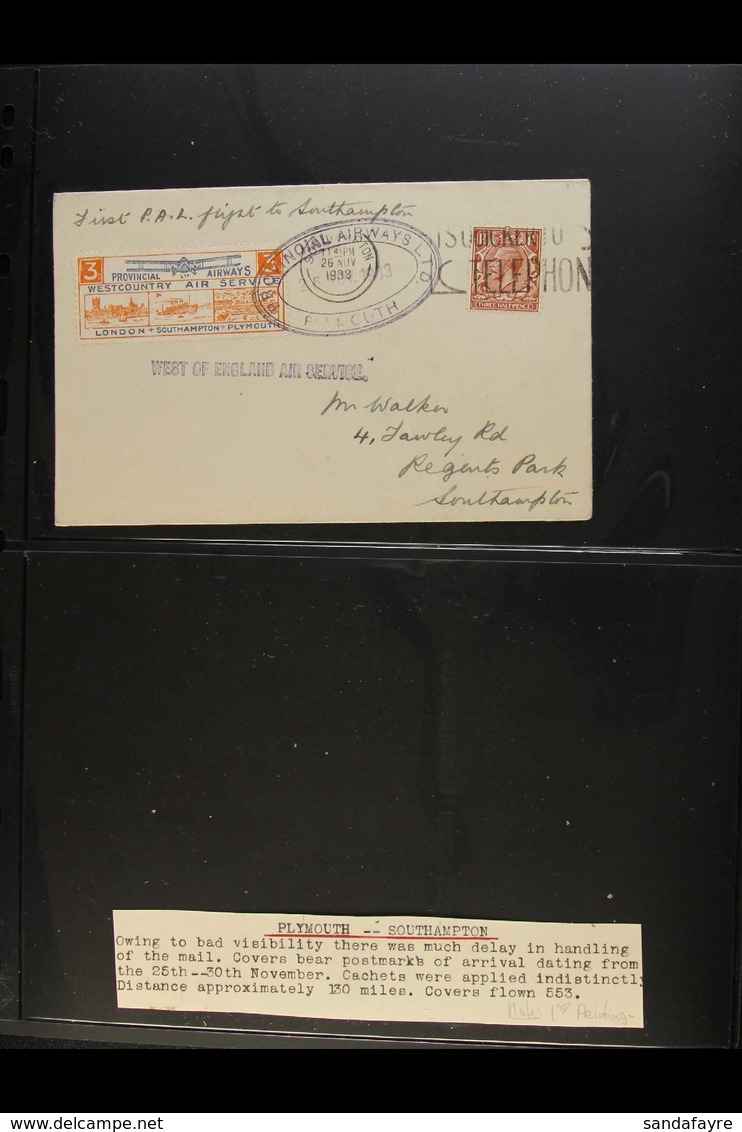 PROVINCIAL AIRWAYS - FIRST FLIGHT COVERS 1933 (Nov) Group Of Covers Carried On Different Sections Of The Route, Each Bea - Andere & Zonder Classificatie