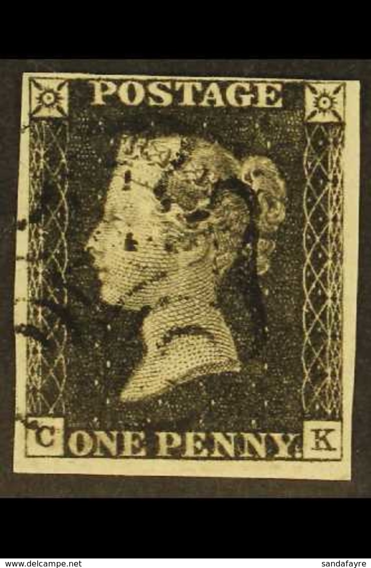 1840 1d Black 'CK' Plate 1b, SG 2, Used With 4 Margins & Lightly- Struck Black MC Cancellation. For More Images, Please  - Non Classés