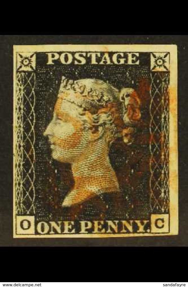 1840 1d Intense Black 'OC' Plate 1b, SG 1, Used With 4 Margins & Red MC Cancellation. For More Images, Please Visit Http - Zonder Classificatie