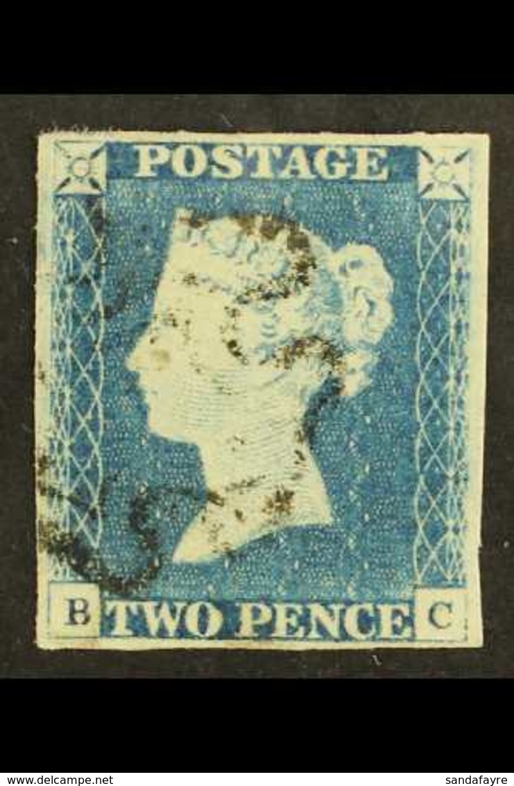 1840 2d Blue 'BC' Plate 1, SG 5, Used With 4 Margins & Light Black MC Cancellation. Pretty. For More Images, Please Visi - Andere & Zonder Classificatie