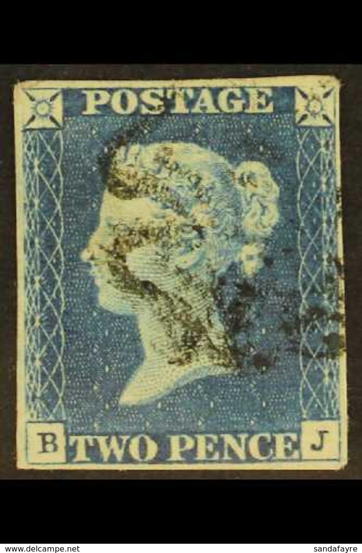 1840 2d Blue 'BJ' Plate 1, SG 5, Used With 4 Margins & Black MC Cancellation. For More Images, Please Visit Http://www.s - Sonstige & Ohne Zuordnung