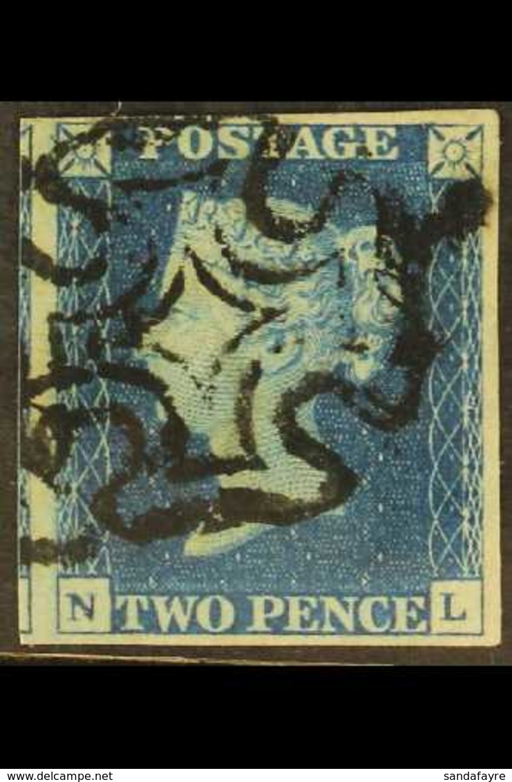 1840 2d Deep Blue 'NL' Plate 2, SG 4, Used With 4 Good / Huge Margins (portion Of Adjoining Stamp At Left), Cancelled By - Other & Unclassified