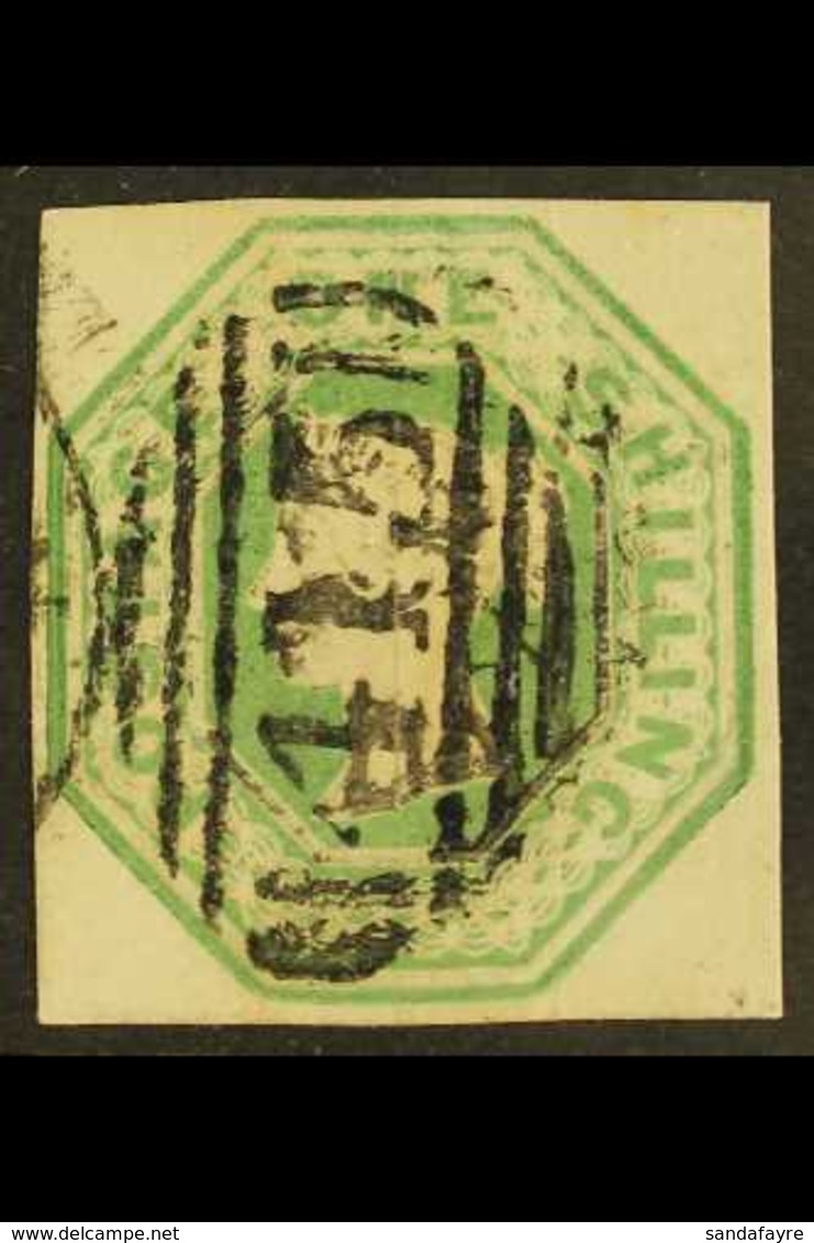 1847-54 1s Green, SG 55, Used With 4 Well Balanced Margins, Light Horizontal Crease Visible From The Reverse. For More I - Other & Unclassified