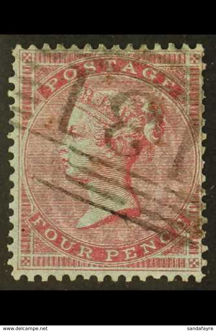 1855-57 4d Carmine On Slightly Blued Paper, Wmk Small Garter, SG 62a, Very Fine Used, Some Short Perfs At Right. For Mor - Autres & Non Classés