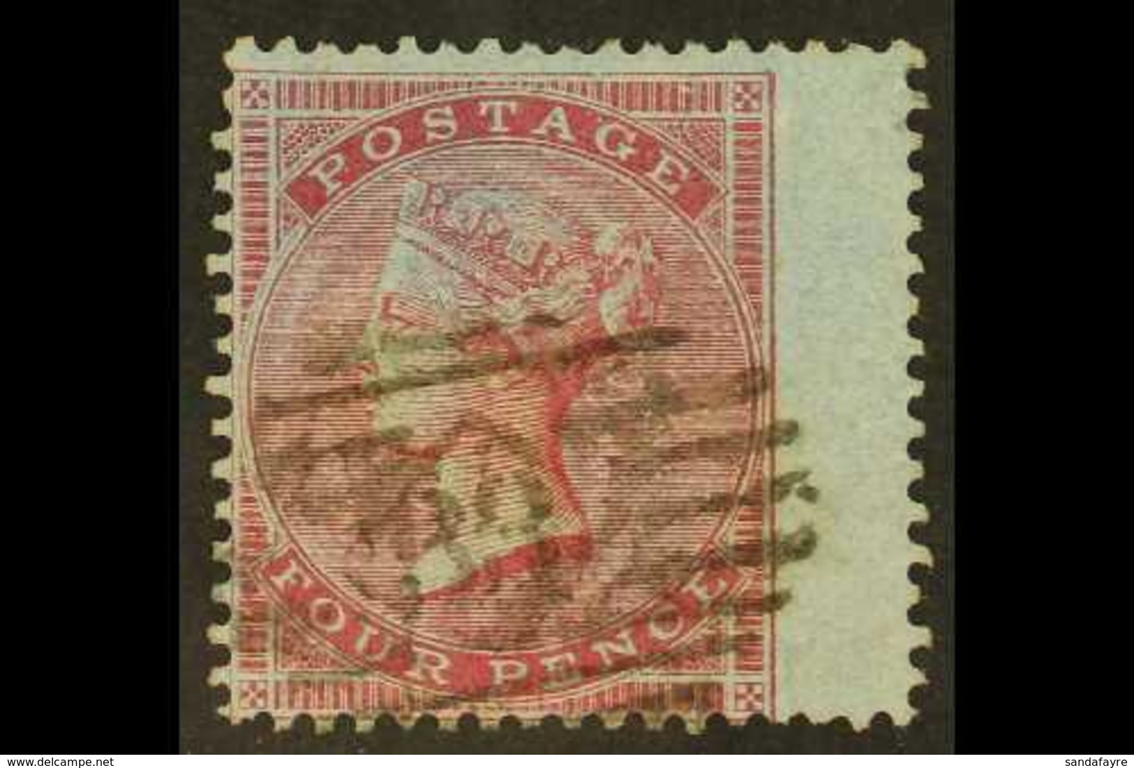 1855-57 4d Carmine On Slightly Blued Paper, Wmk Small Garter, SG 62a, Fine Used Wing Margin Example. For More Images, Pl - Autres & Non Classés