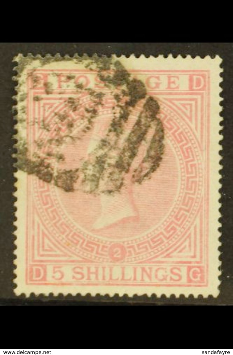 1867-83 5s Pale Rose, Plate 2, Wmk Maltese Cross, SG 127, Used With Neat Part Oval Numeral Cancel. Attractive, Cat £1500 - Sonstige & Ohne Zuordnung