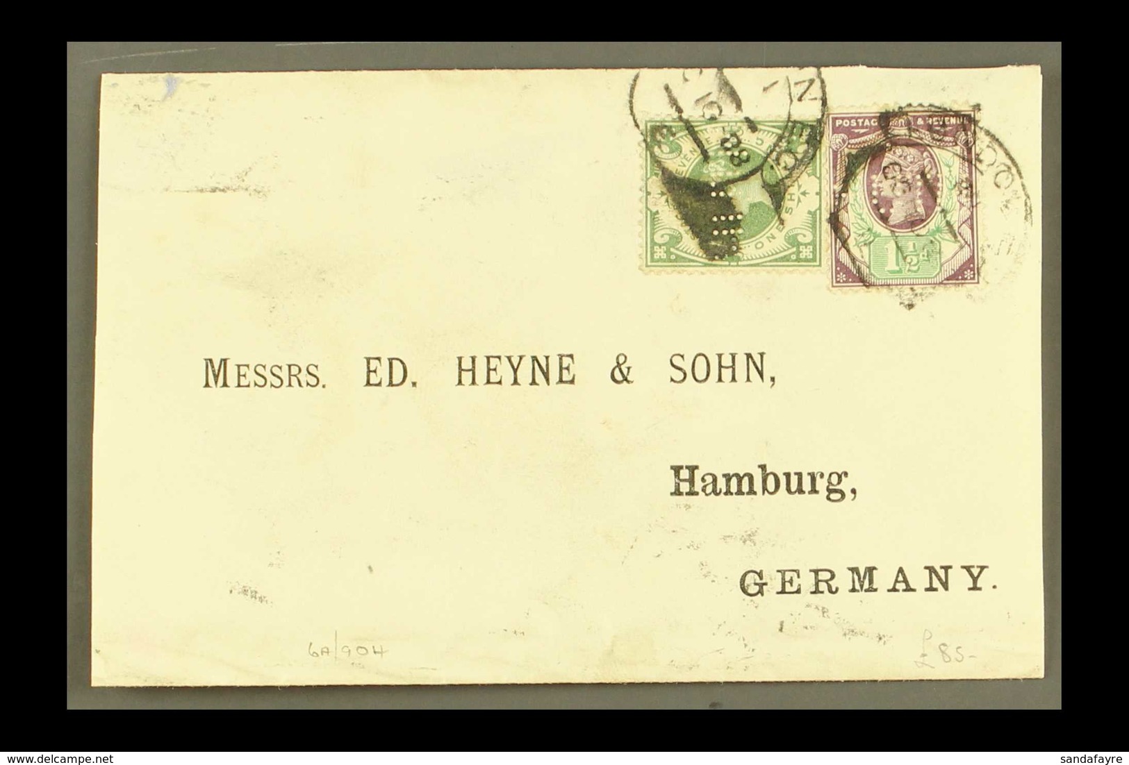 1888 (OCT) ENVELOPE TO GERMANY Bearing 1887 1½d And 1s Green "Jubilees", These Both With Good Colours And Each With "HUT - Autres & Non Classés