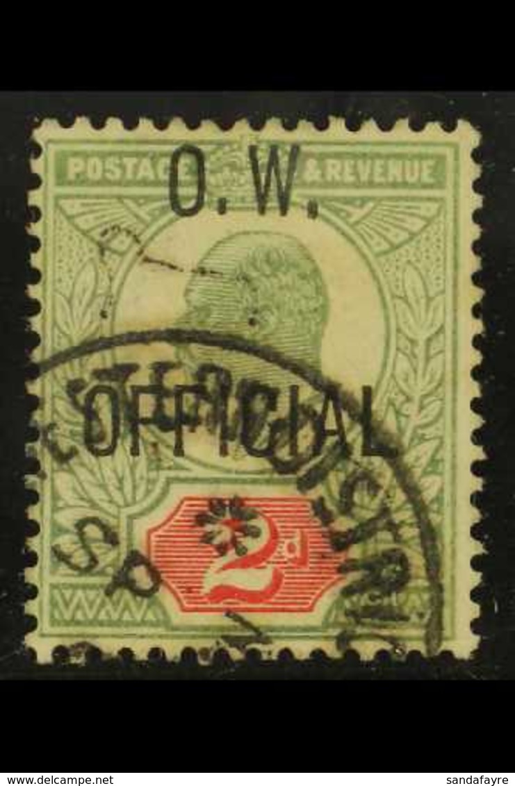 OFFICIAL - OFFICE OF WORKS 1902-03 2d Yellowish Green And Carmine-red, SG O38, Very Fine Cds Used. With B.P.A. Certifica - Zonder Classificatie