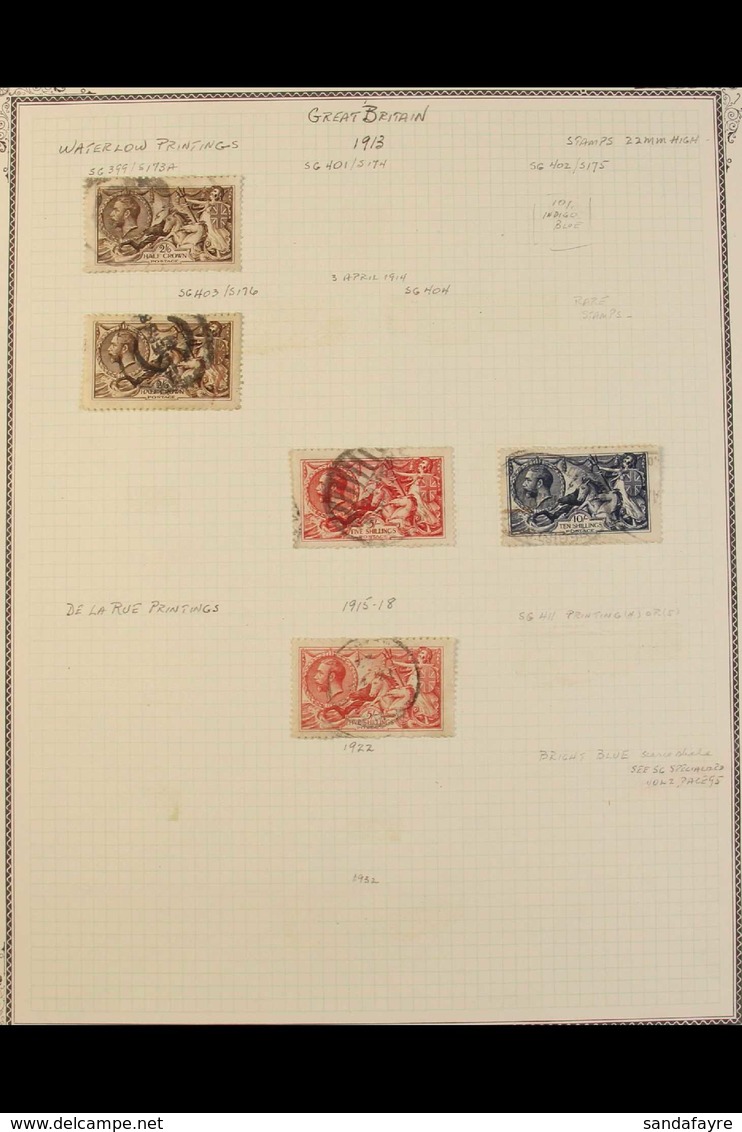 1913-34 "SEAHORSE" COLLECTION CAT £4500+ An Interesting Used Selection, Identified By Printer With Shade & Postmark Inte - Non Classés
