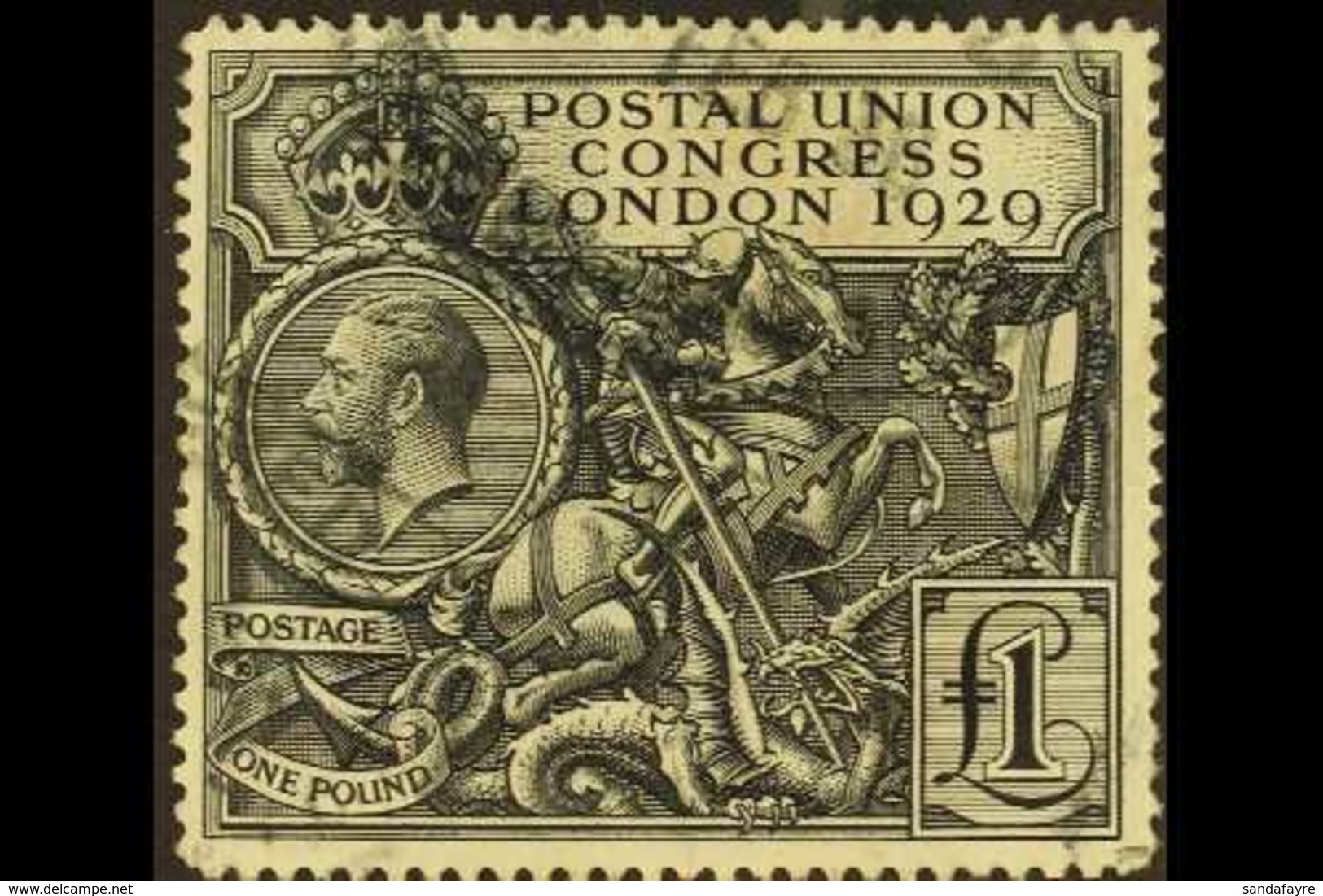 1929 £1 Black PUC, SG 438, Used With Light Registered Parcel Oval Cancels For More Images, Please Visit Http://www.sanda - Zonder Classificatie