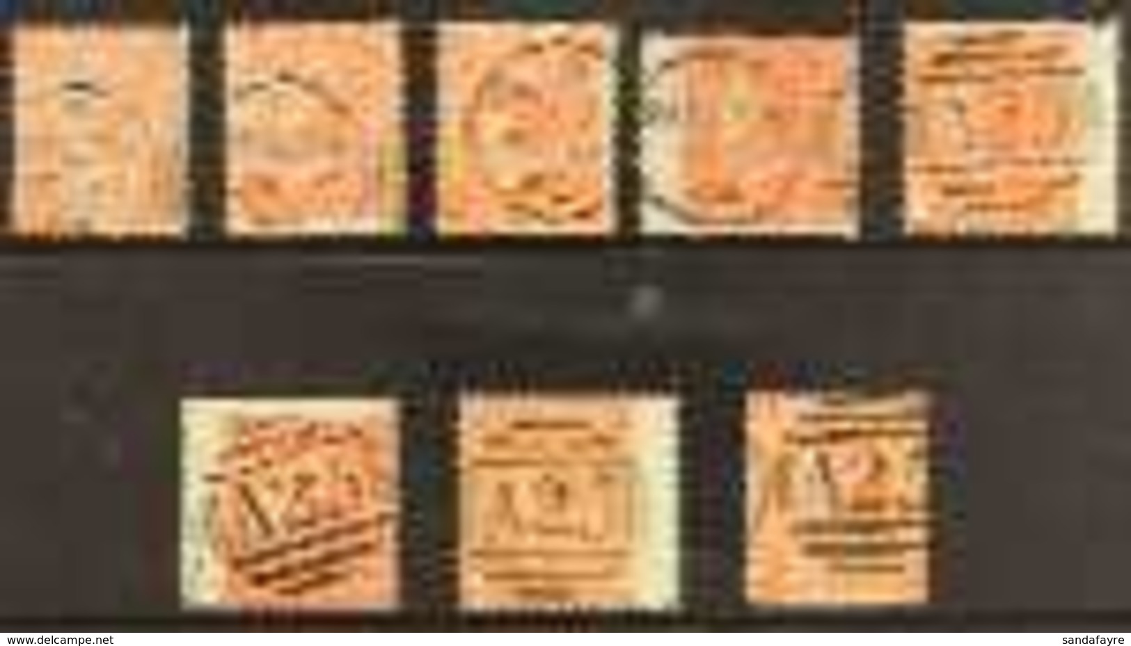 MALTA 4d Vermilion All Plates 7 To 14, SG Z49, Fine Used With "A25" Malta Cancels. (8 Stamps) For More Images, Please Vi - Autres & Non Classés