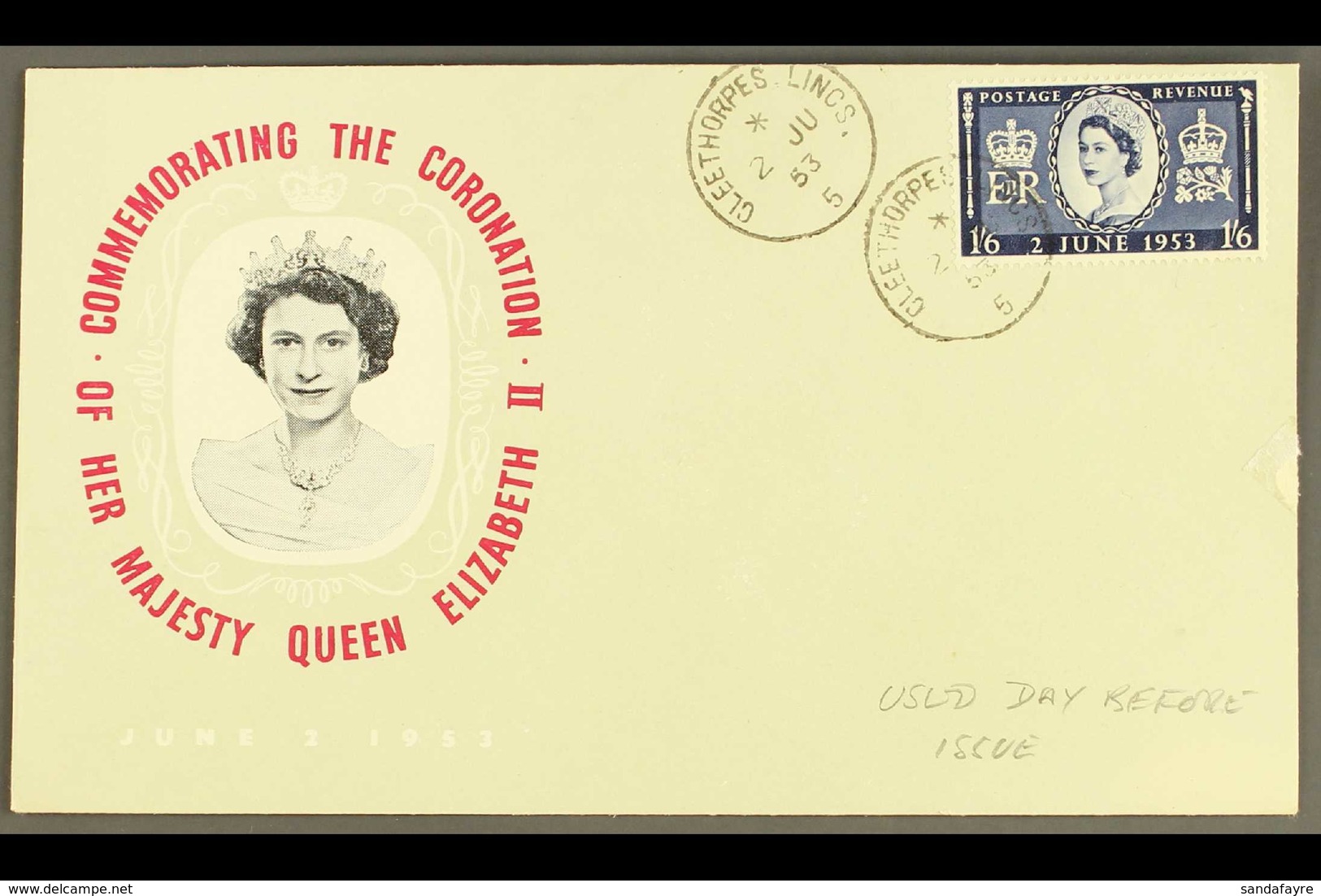 1953 CORONATION - PRE ISSUE DATE USE. Three Coronation, Illustrated Covers Bearing 4d, 1s3d & 1s6d (SG 533/35) Tied By J - FDC