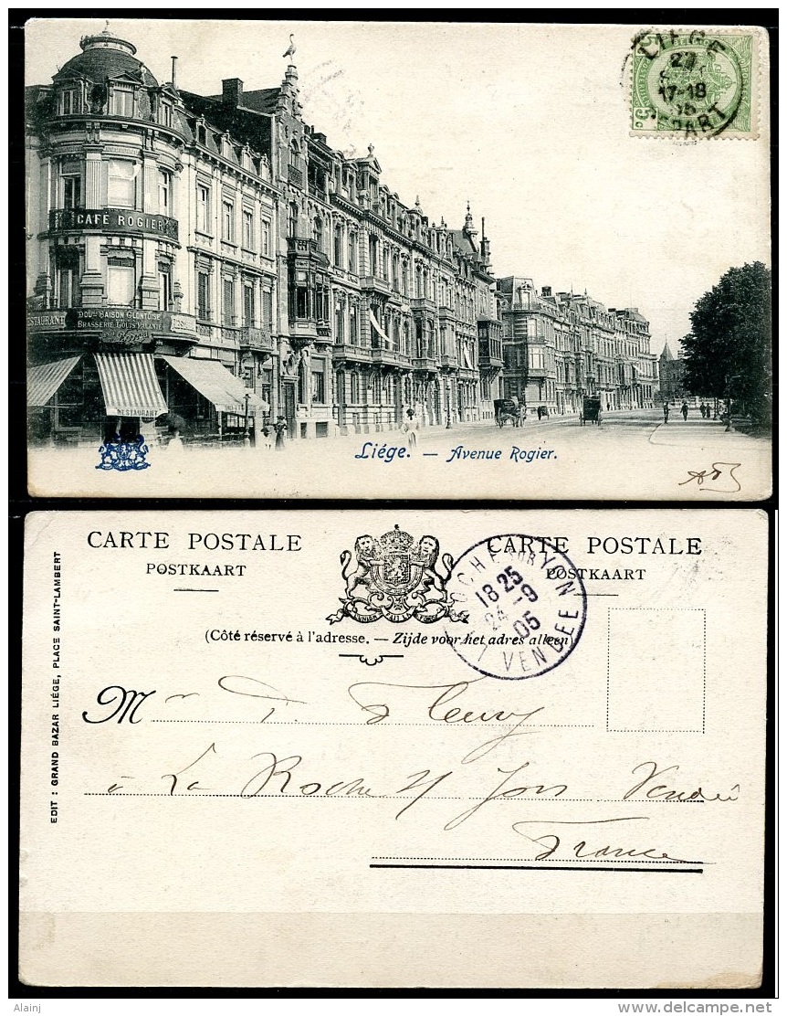 CP   Liège   ---   1905   --  Avenue Rogier  --  Animé  --  Editions Grand Bazar - Liege