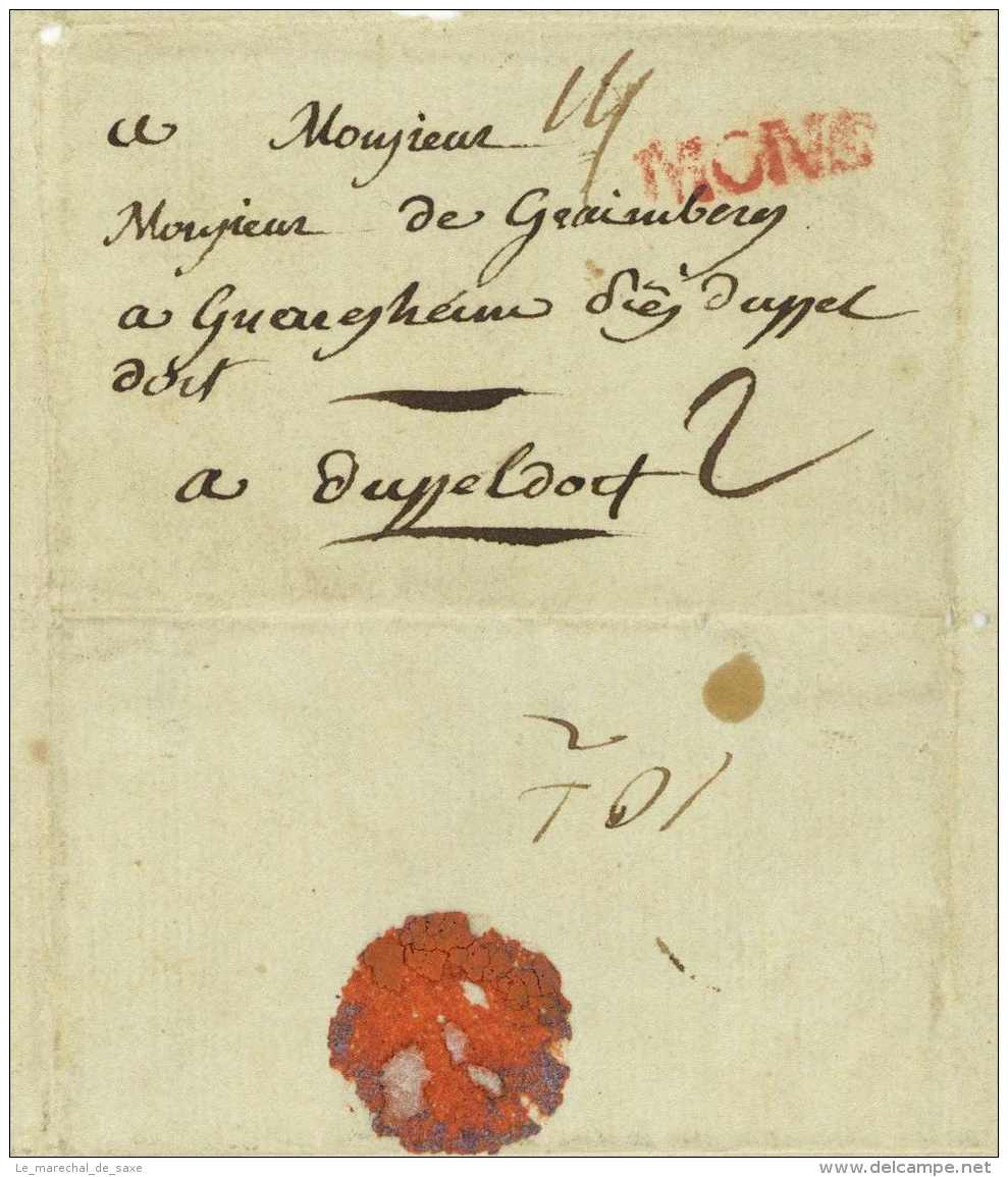 1793 SIEGE DE MAUBEUGE Officier Emigre Graimberg Düsseldorf Mons Belgique Wattignies Bataille - Armeestempel (vor 1900)