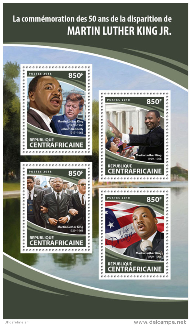 CENTRAL AFRICA 2018 MNH** Martin Luther King M/S - OFFICIAL ISSUE - DH1813 - Martin Luther King