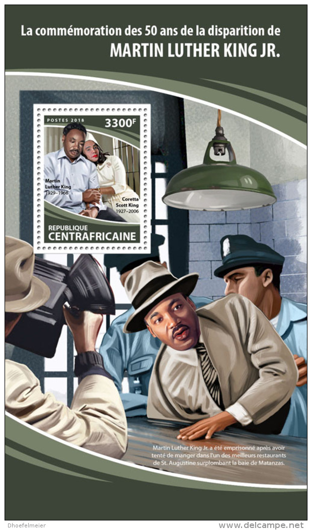 CENTRAL AFRICA 2018 MNH** Martin Luther King S/S - OFFICIAL ISSUE - DH1813 - Martin Luther King