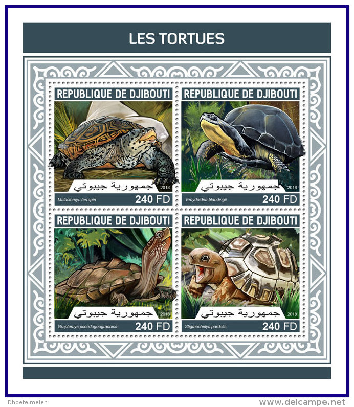 DJIBOUTI 2018 MNH** Turtles Schildkröten Tortues M/S - OFFICIAL ISSUE - DH1813 - Tartarughe