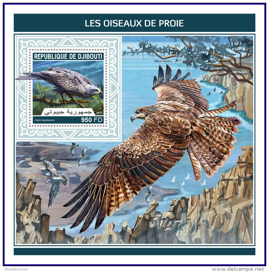 DJIBOUTI 2018 MNH** Birds Of Prey Greifvögel Raubvögel Oiseaux De Proie S/S - OFFICIAL ISSUE - DH1813 - Adler & Greifvögel