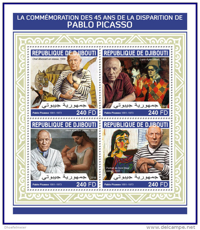 DJIBOUTI 2018 MNH** Pablo Picasso Paintings Gemälde Peintures M/S - OFFICIAL ISSUE - DH1813 - Picasso