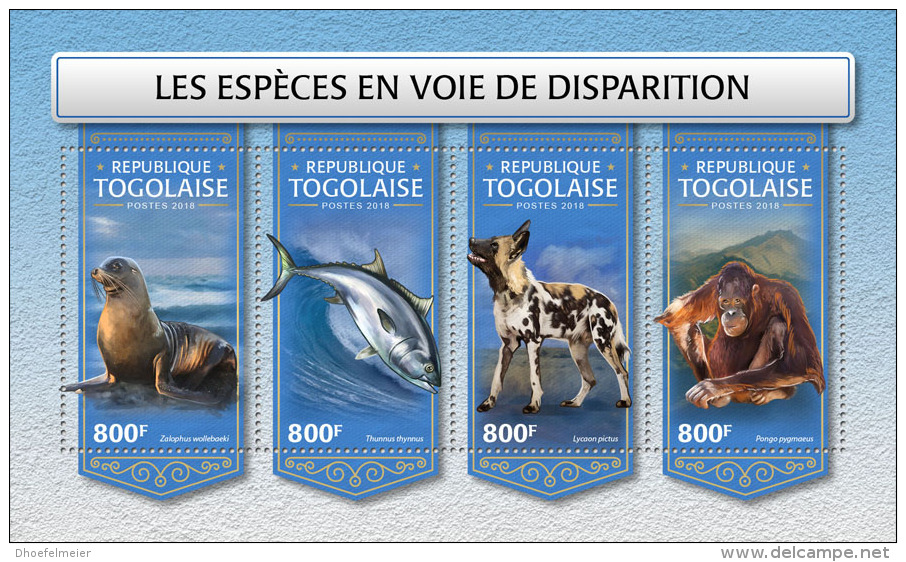 TOGO 2018 MNH** Endangered Species Bedrohte Tiere Animaux Disparition M/S - OFFICIAL ISSUE - DH1813 - Sonstige & Ohne Zuordnung