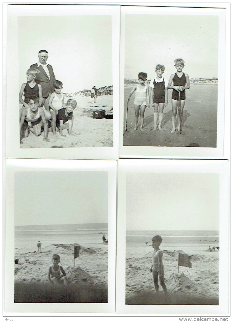 Foto/Photo. Jeunes Garçons En Maillot à La Plage. Lot De 4 Photos. - Personnes Anonymes