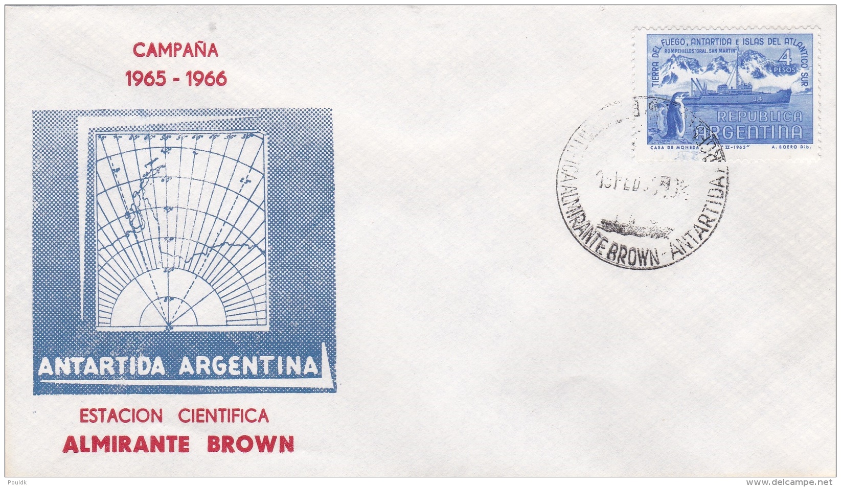Argentina Cover Posted Almirante Brown P/m Antartida Argentina 1965  (G88-38) - Bases Antarctiques
