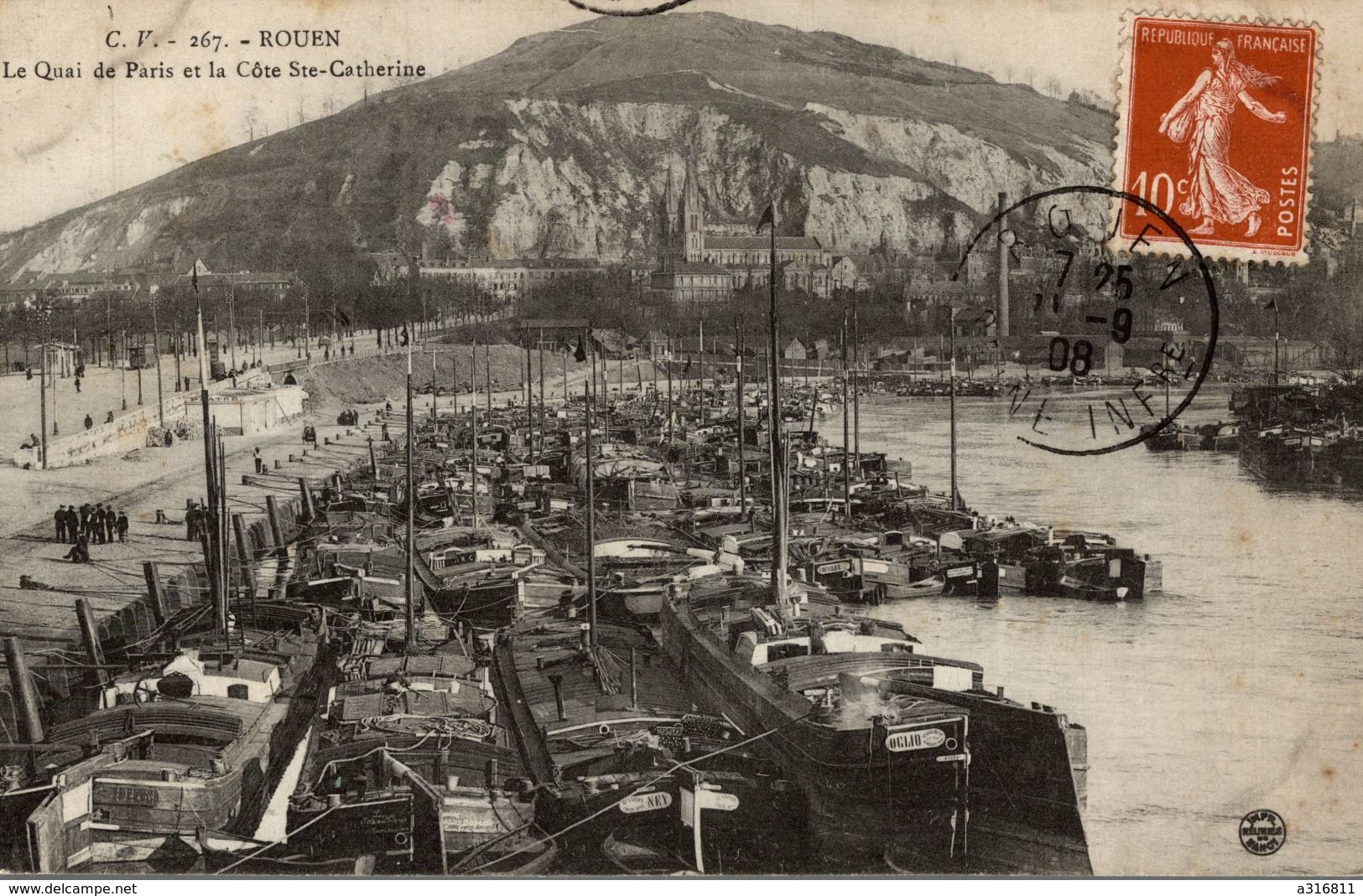 ROUEN  LE QUAI DE PARIS ET LA COTE STE CATHERINE - Rouen