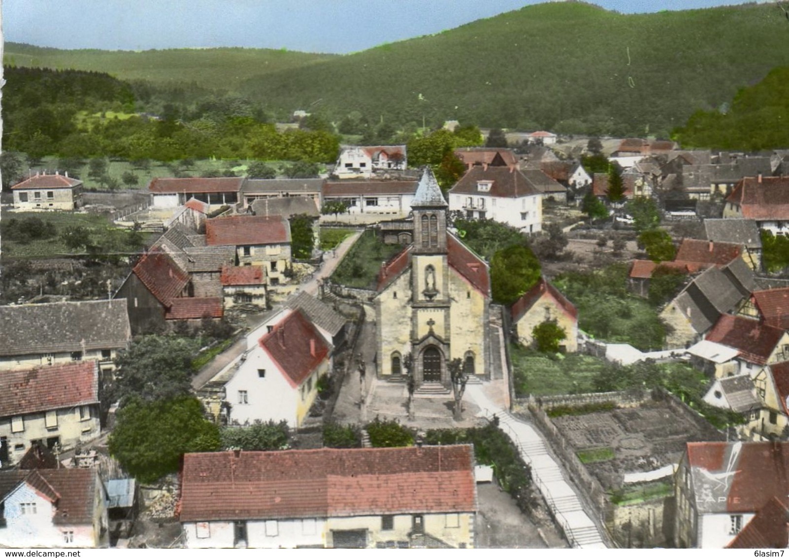 CPSM Dentellée - WEITERSWILLER (67) - Vue Aérienne Du Quartier De L'Eglise En 1965 - Autres & Non Classés