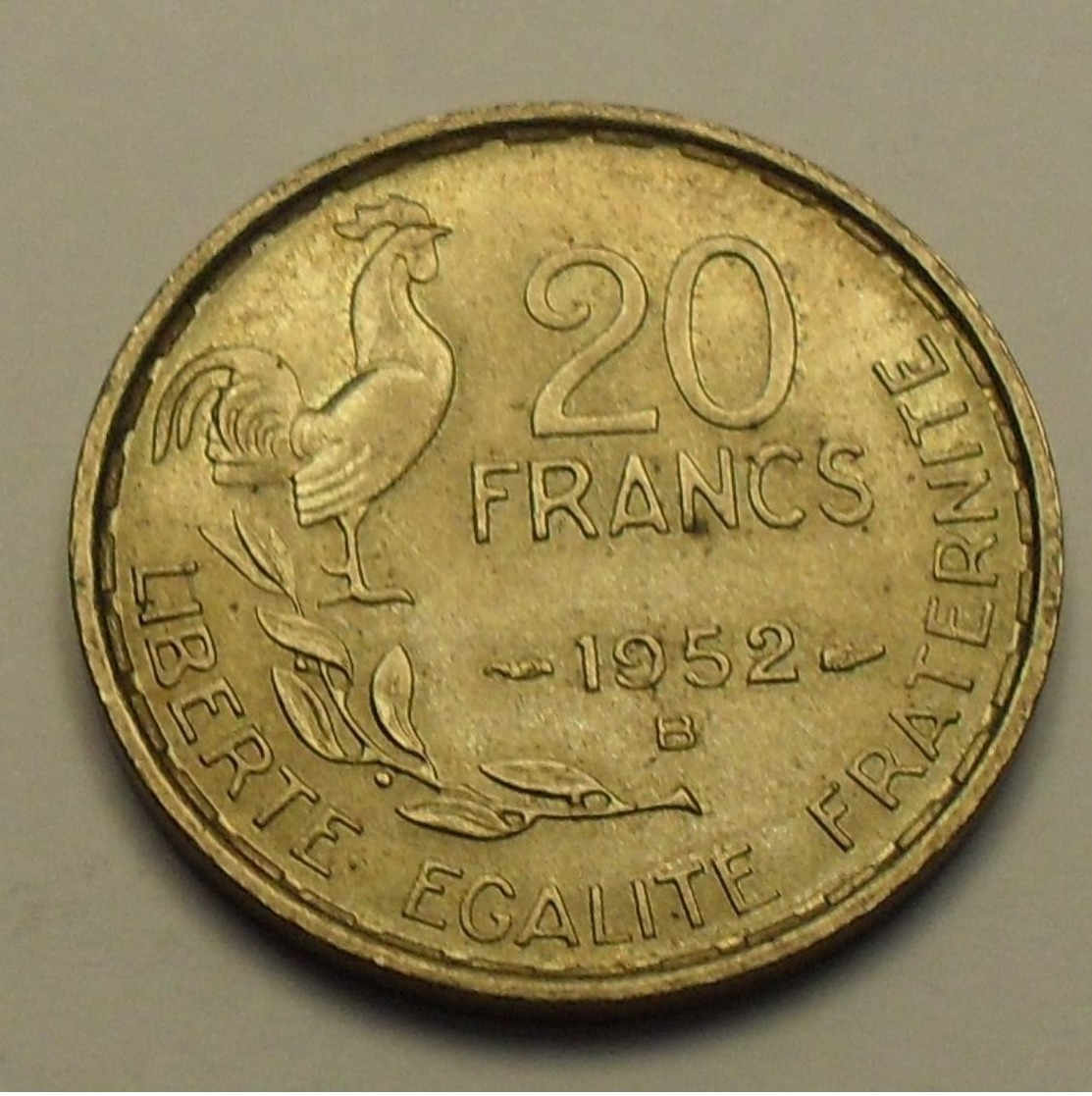 1952 - France - 20 FRANCS, G. Guiraud, (B), KM 917.2, Gad 865 - Altri & Non Classificati